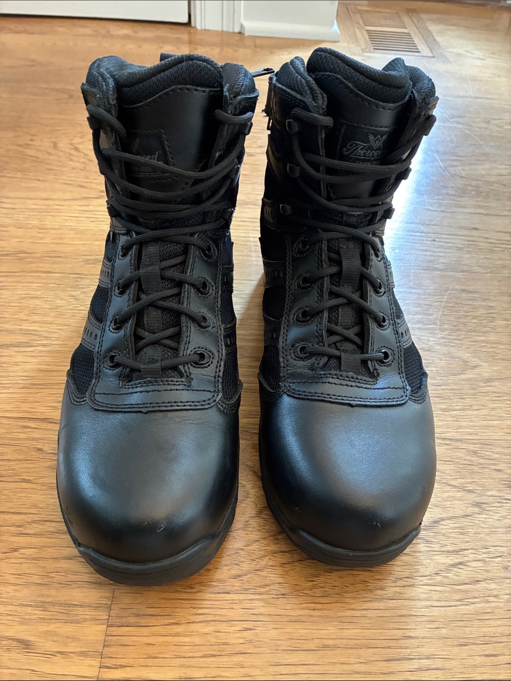 Black Thorogood Men's Boots - 8" Lace-Up Zipper boot with safety toe.